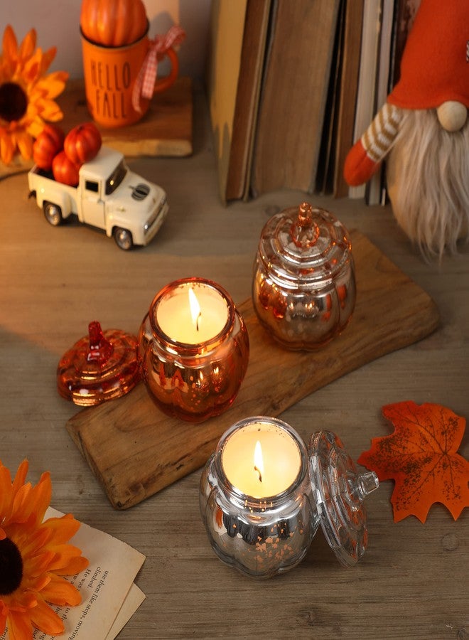 NEWLIGHTURE Pumpkin Shaped Candle, Fall Farmhouse Decoration, Autumn Pumpkin Spice Scented Set, Thanksgiving Candle Gift(3 x 4.5oz) - Image 2